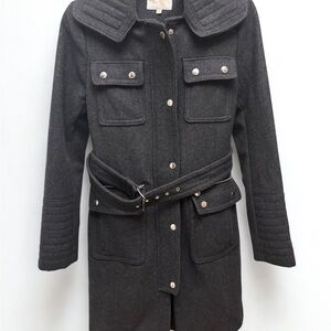 Laundry by Shelli Segal Grey Wool Coat Womens Size XS Belted Trench Long
